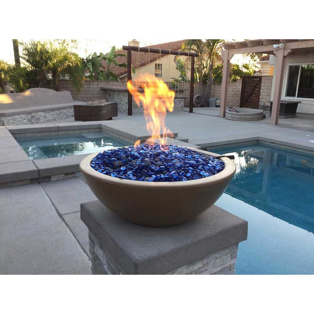 Outdoor Plus Sedona 33-Inch Round Concrete Gas Fire and Water Bowl - Electronic (OPT-33RFWE)