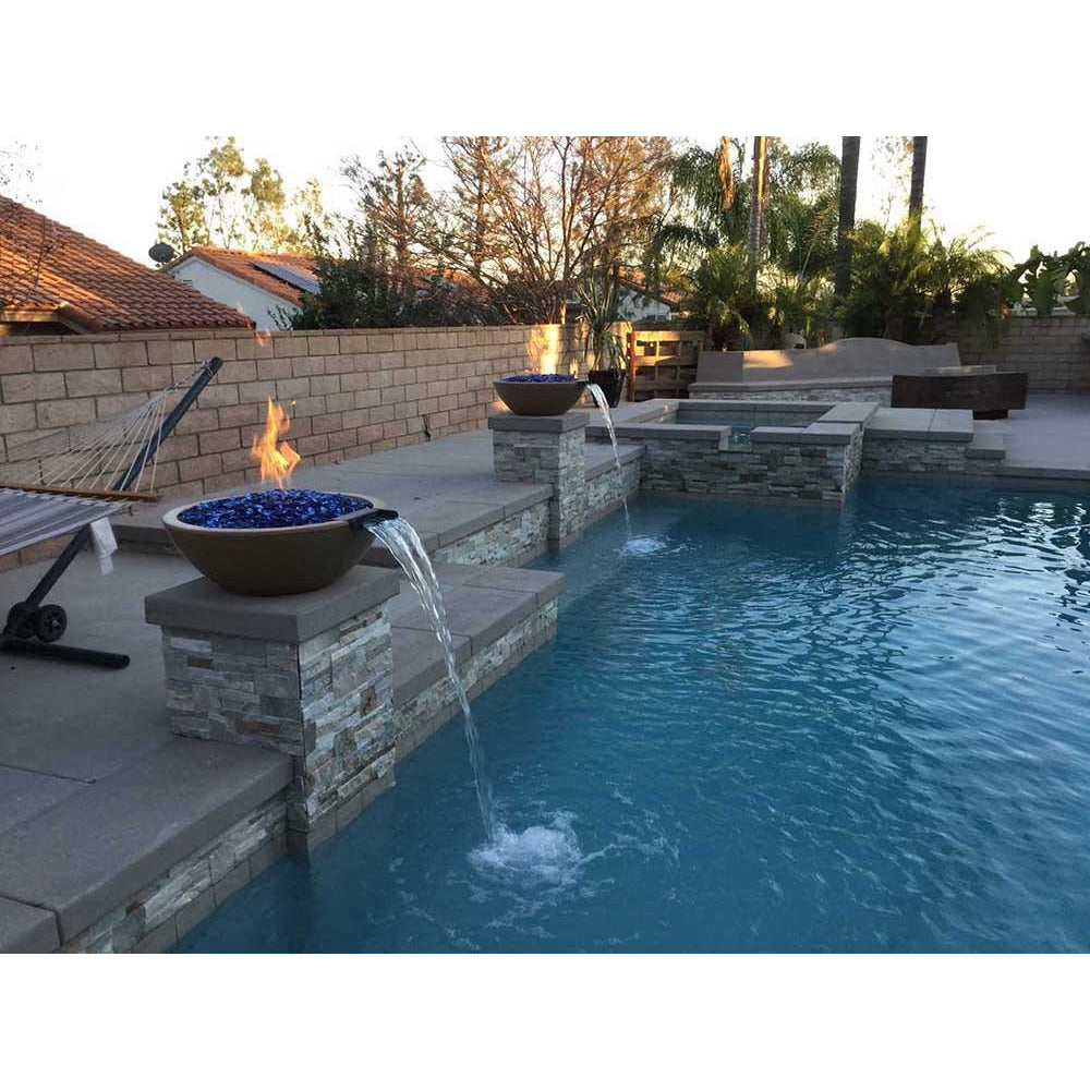Outdoor Plus Sedona 33-Inch Round Concrete Gas Fire and Water Bowl - Electronic (OPT-33RFWE)