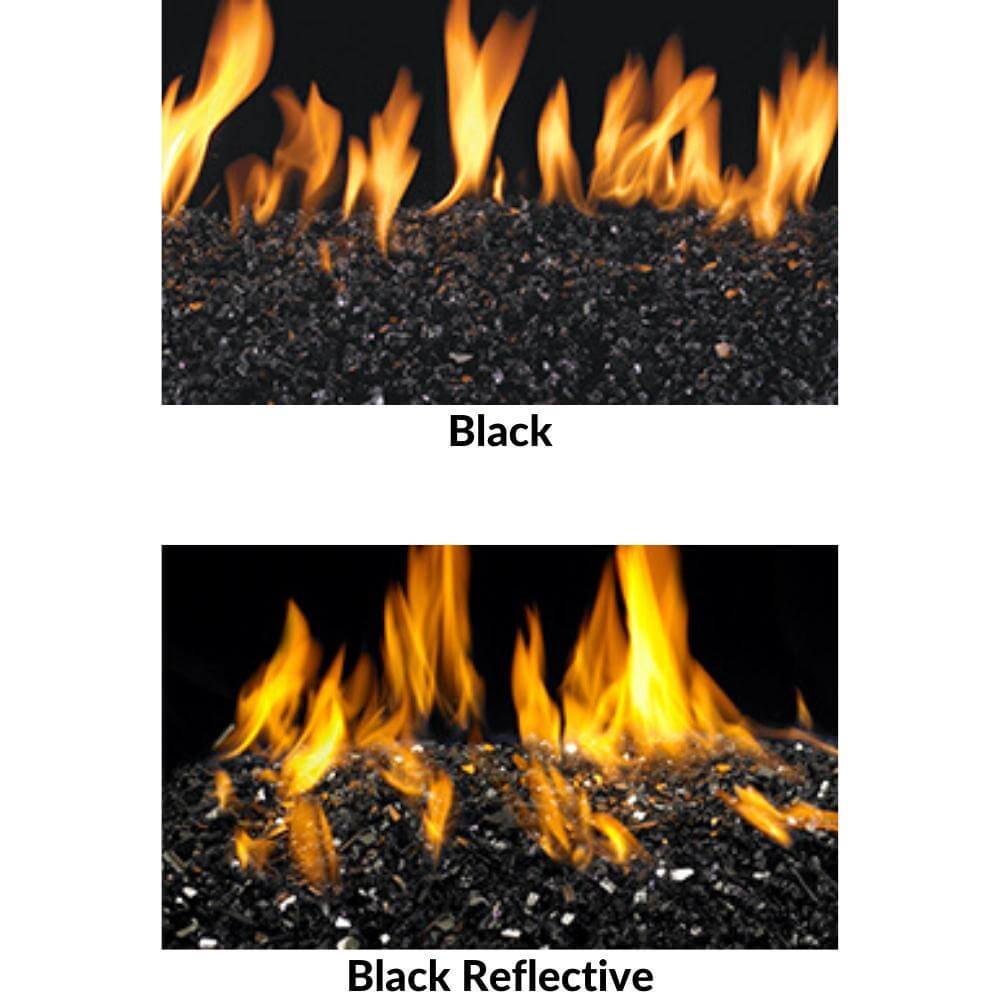 Real Fyre Contemporary 30-Inch Vent-Free Gas Fire Glass Set Insert - black rocks with flame 