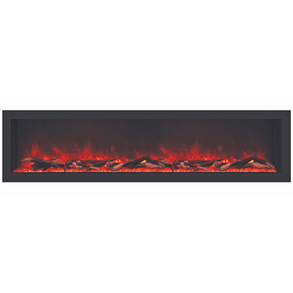 Remii DEEP Full Flame Indoor/Outdoor Frameless Built-in Electric Fireplace - A built-in fireplace on a white background