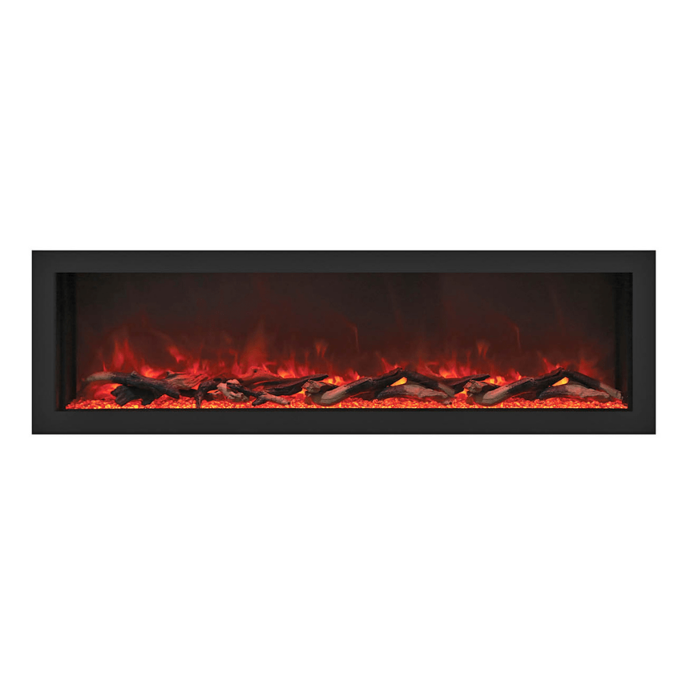 Remii DEEP Full Flame Indoor/Outdoor Frameless Built-in Electric Fireplace - A 55" wide black fireplace on a white background