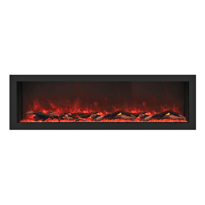 Remii DEEP Full Flame Indoor/Outdoor Frameless Built-in Electric Fireplace - A 55" wide black fireplace on a white background