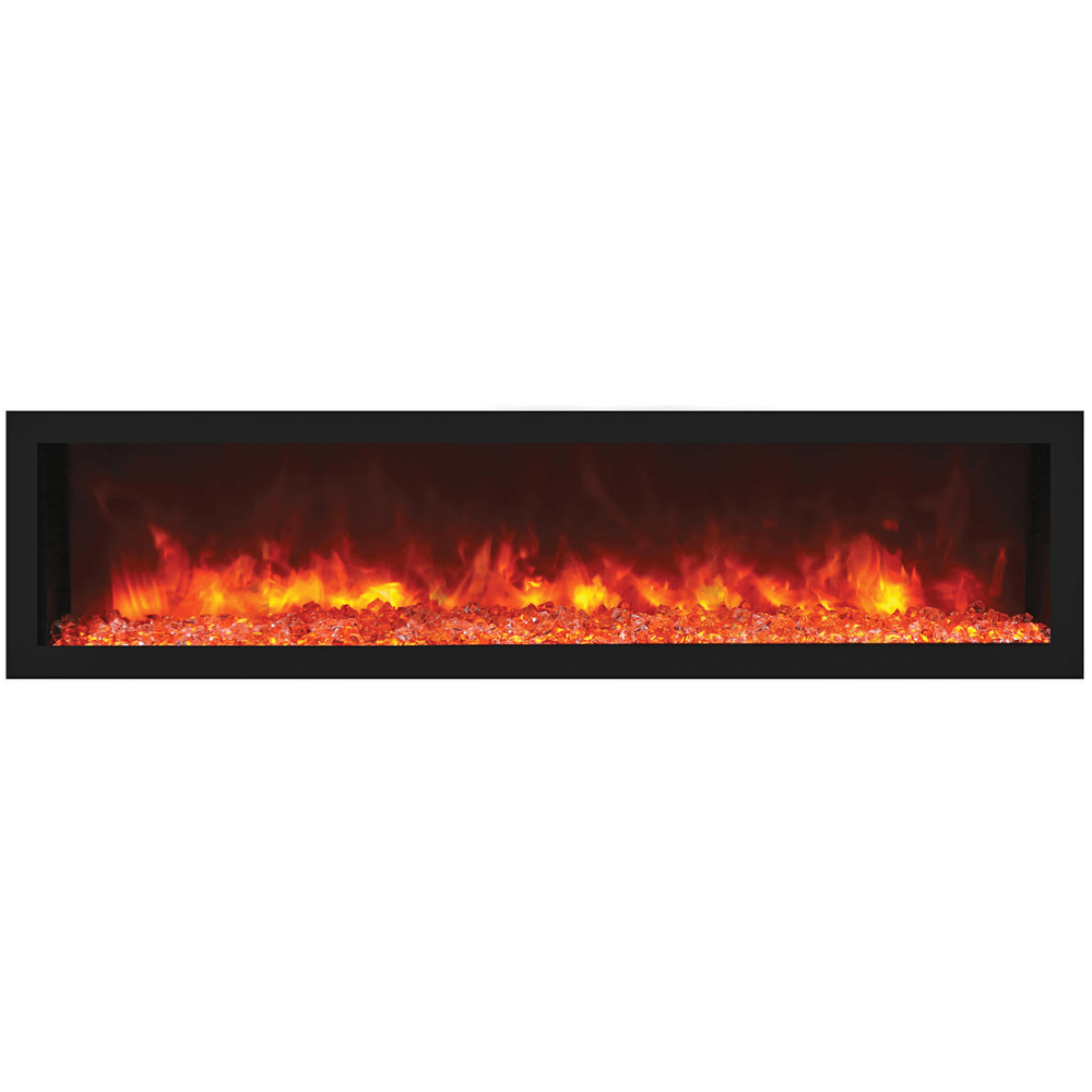 Remii DEEP Full Flame Indoor/Outdoor Frameless Built-in Electric Fireplace - A 65" wide black fireplace on a white background