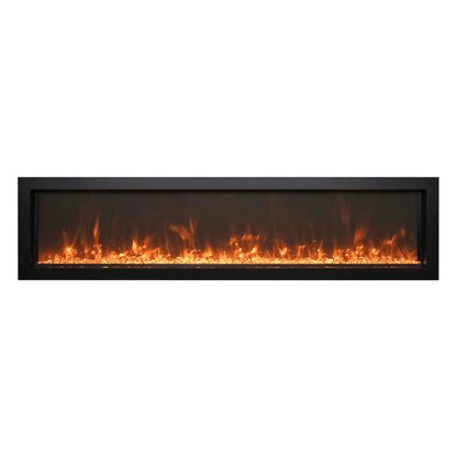 Remii Extra Slim Indoor/Outdoor Frameless Smart Built-in Electric Fireplace - An electric fireplace on a white background