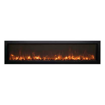 Remii Extra Slim Indoor/Outdoor Frameless Smart Built-in Electric Fireplace - A slim black fireplace on a white background