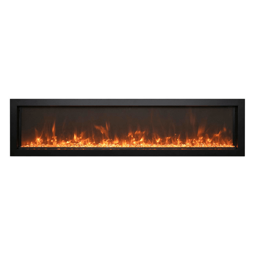 Remii Extra Slim Indoor/Outdoor Frameless Smart Built-in Electric Fireplace - An electric fireplace on a white background