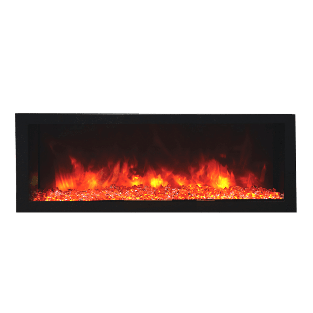 Remii DEEP Full Flame Indoor/Outdoor Frameless Built-in Electric Fireplace - A 45" wide black fireplace on a white background