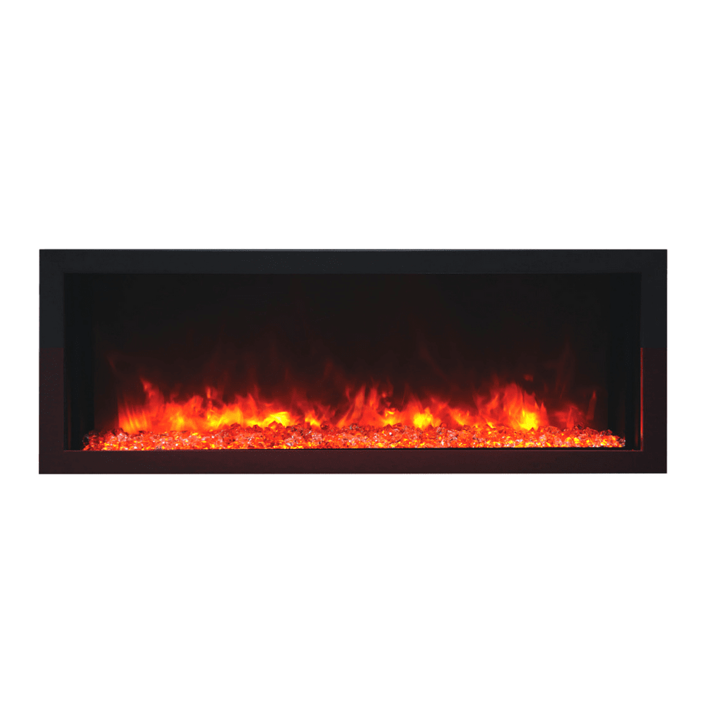 Remii Extra Slim Indoor/Outdoor Frameless Smart Built-in Electric Fireplace - A 35" wide fireplace on a white background