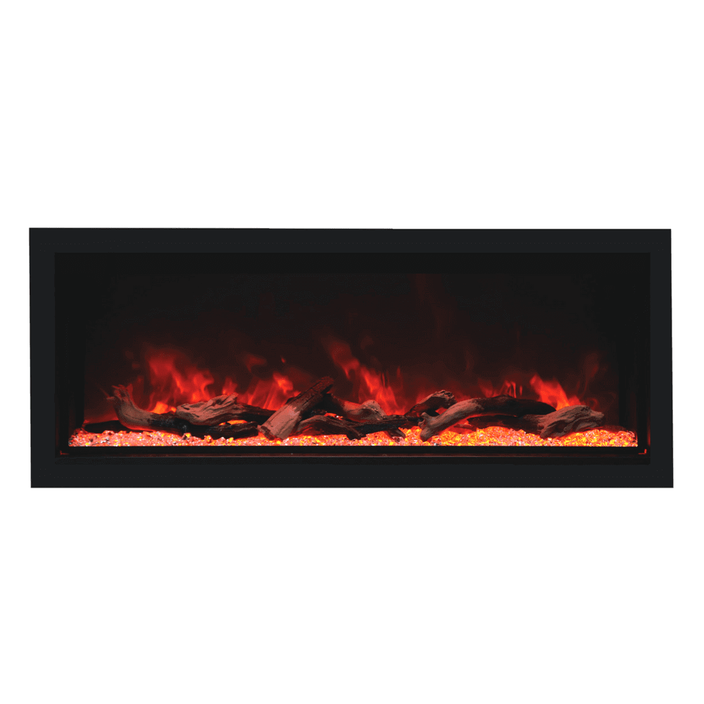 Remii Extra Tall Indoor/Outdoor Frameless Built-in Electric Fireplace - A black fireplace on a white background