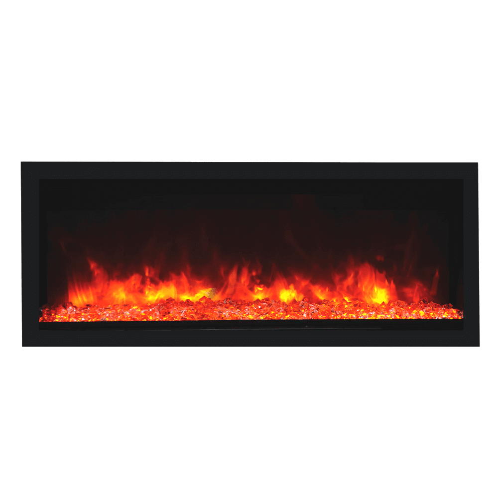 Remii Extra Tall Indoor/Outdoor Frameless Built-in Electric Fireplace- A 55' wide fireplace on a white background