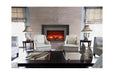 Sierra Flame 30-inch Electric Fireplace Insert - A stylish living room showcasing a fireplace flanked by two comfortable chairs.