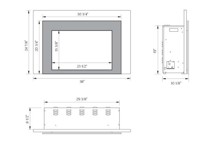 Sierra Flame 30-inch Electric Fireplace Insert - Visual presentation of fireplace dimension.