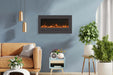 Sierra Flame 55-inch Mount / Recessed Electric Fireplace - A stylish living room showcasing a fireplace and a plush couch.