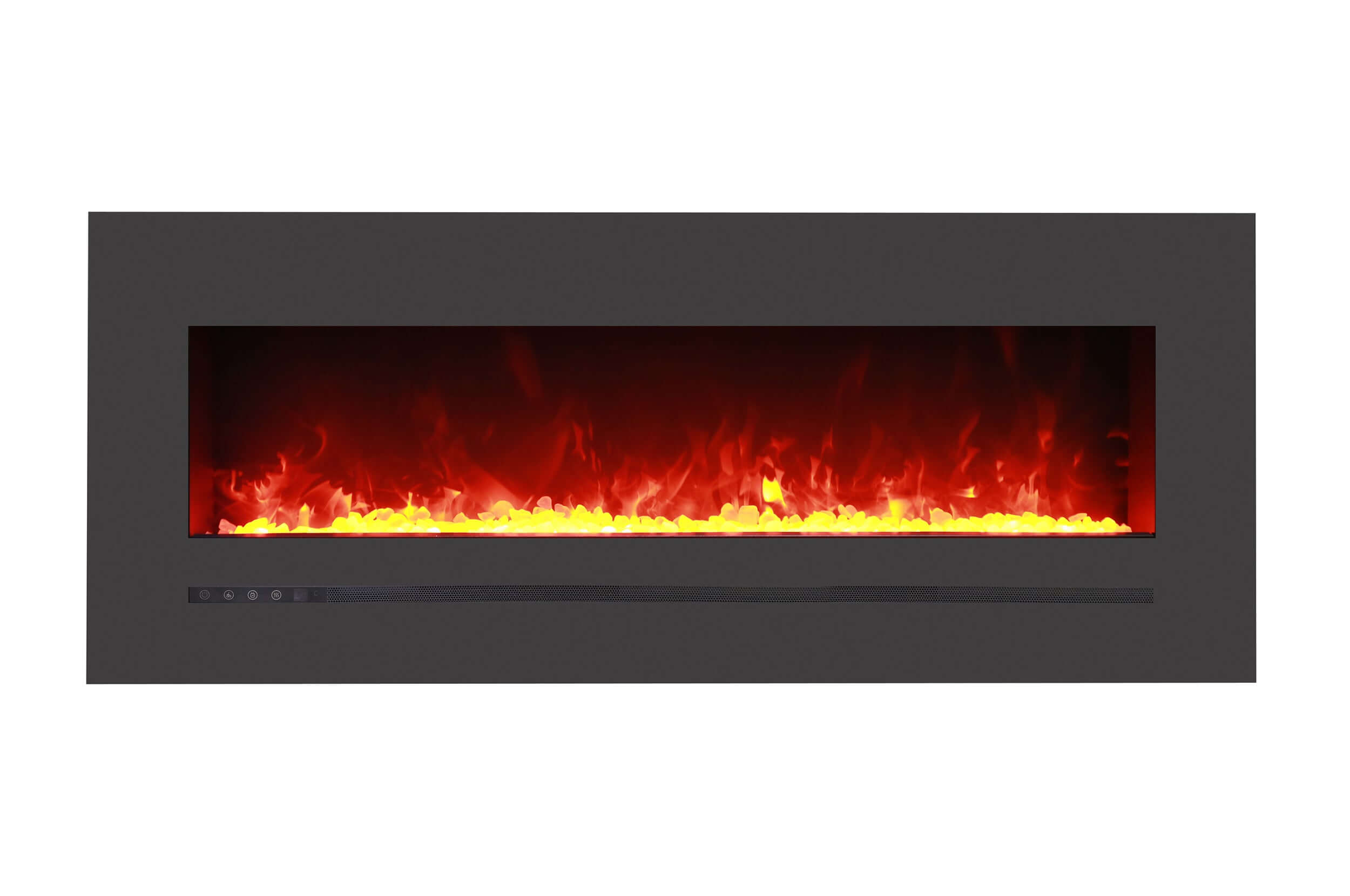Sierra Flame 55-inch Mount / Recessed Electric Fireplace - Electric fireplace in white background.