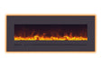 Sierra Flame 55-inch Mount / Recessed Electric Fireplace - Modern black electric fireplace with flames in white background.