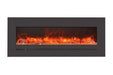 Sierra Flame 55-inch Mount / Recessed Electric Fireplace - A sleek black electric fireplace with dancing flames.