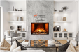 Amantii TRD Signature Series TRD-38-SIG - Living room with electric fireplace and Amantii logo