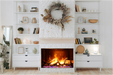 Amantii TRD Signature Series TRD-38-SIG - Living room with a fireplace, shelves, and decorative items.
