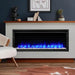 SimpliFire Allusion Platinum Recessed Electric Fireplace - A modern electric fireplace elegantly positioned in a cozy living room.