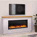 SimpliFire Allusion Platinum Recessed Electric Fireplace - A sleek modern fireplace with a flat-screen TV mounted above it.