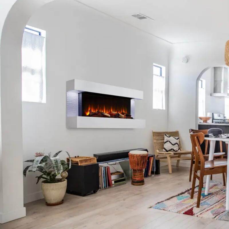 SimpliFire Format Wall-Mounted Electric Fireplace - A sleek modern fireplace in a stylish home interior.