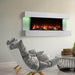 SimpliFire Format Wall-Mounted Electric Fireplace - A contemporary fireplace installed on the wall in a living room with comfortable chair.