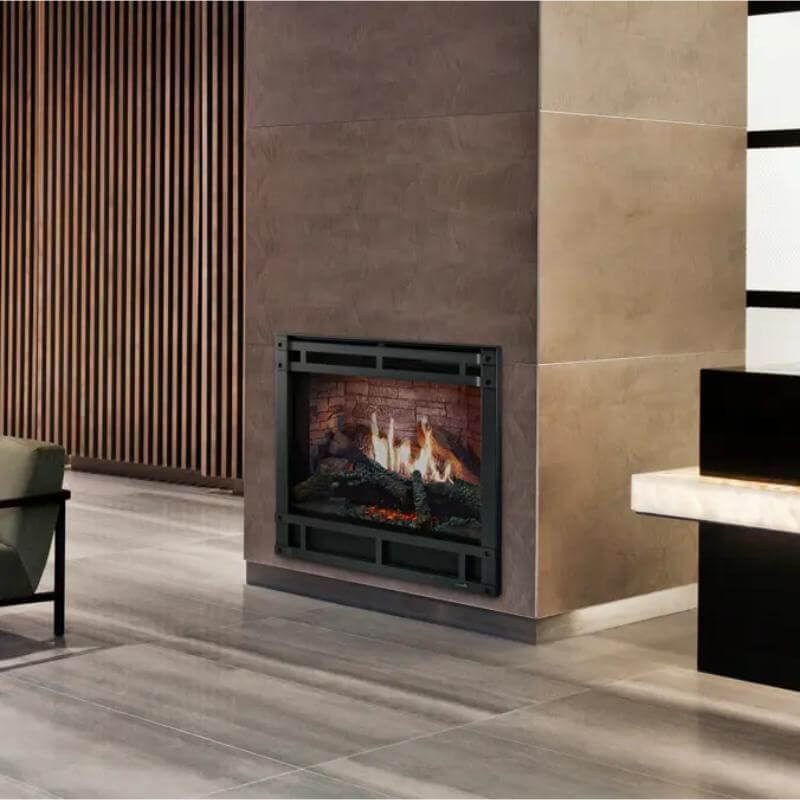 SimpliFire Inception Built-In Electric Fireplace - The fireplace serves as a focal point in a stylish modern living room.