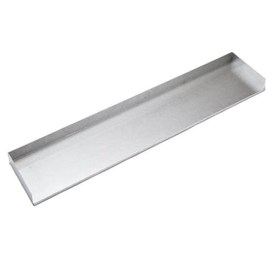 SimpliFire Optional Drain Pan for SimpliFire Forum Outdoor Fireplace - A long rectangular stainless steel tray in white background.