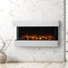 SimpliFire Scion Trinity Built-In Electric Fireplace - A contemporary fireplace installed on the wall beside a vase.