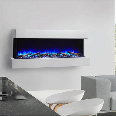SimpliFire Scion Trinity Built-In Electric Fireplace - A sleek, modern fireplace elegantly mounted on the wall.