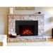 SimpliFire Surround For SimpliFire Electric Fireplace Insert - A cozy fireplace featuring a rustic stone surround in a living room.