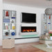 SimpliFire Format Wall-Mounted Electric Fireplace - A contemporary living room featuring a cozy fireplace and a sleek television.