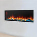 SimpliFire Forum Outdoor Electric Fireplace - A sleek modern electric fireplace elegantly mounted on the wall.