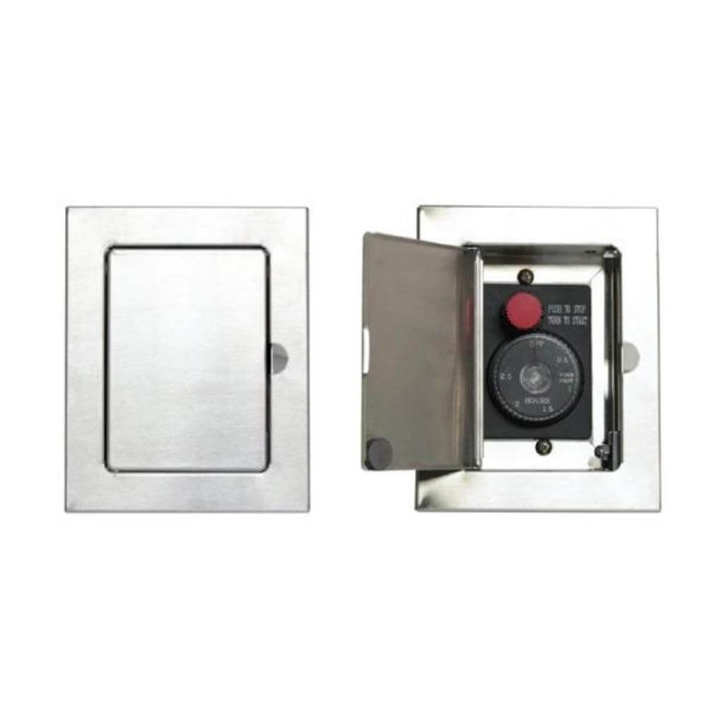 Empire Carol Rose Loft Outdoor Stainless Steel Gas Insert - Metallic wall switch panel with a red button on a white background