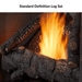 Standard definition log set showcasing realistic flames in a gas fireplace.