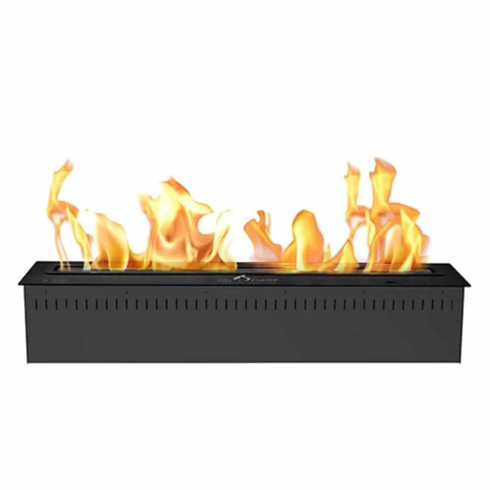 The Bio Flame 38-Inch Smart Remote Controlled Ethanol Burner - A black fireplace on a white background