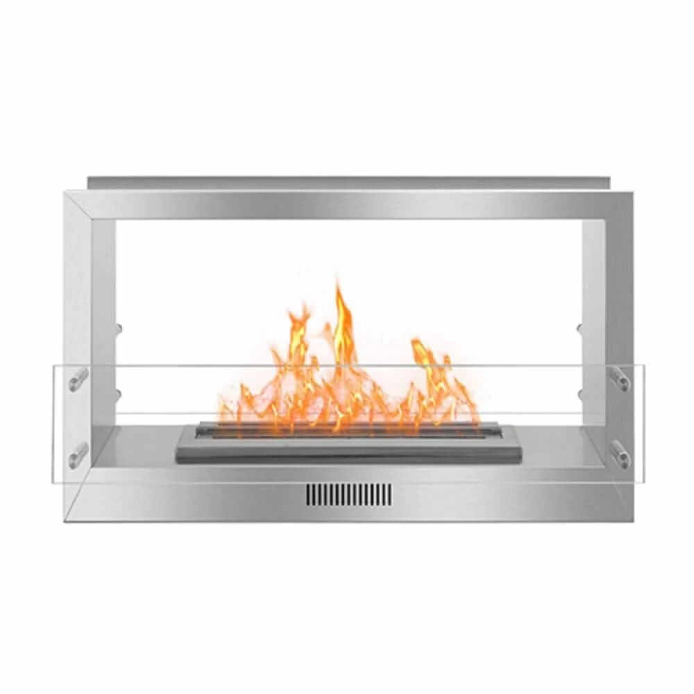 The Bio Flame 38-Inch Firebox DS Built-in See-Through Ethanol Fireplace - Fireplace on a white background