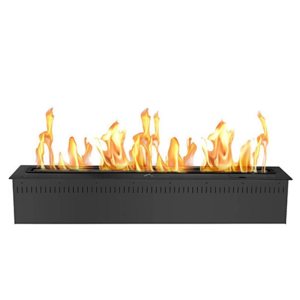 The Bio Flame 48-Inch Smart Remote Controlled Ethanol Burner - A black fireplace on a white background