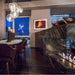 The Bio Flame 38-Inch Ethanol Fireplace Burner, Indoor/Outdoor - Stylish dining room adorned with a fireplace