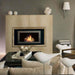 The Bio Flame Lorenzo 45-Inch Built-in/Wall Mounted Ethanol Fireplace - Cozy living room featuring a warm fireplace and elegant white furniture