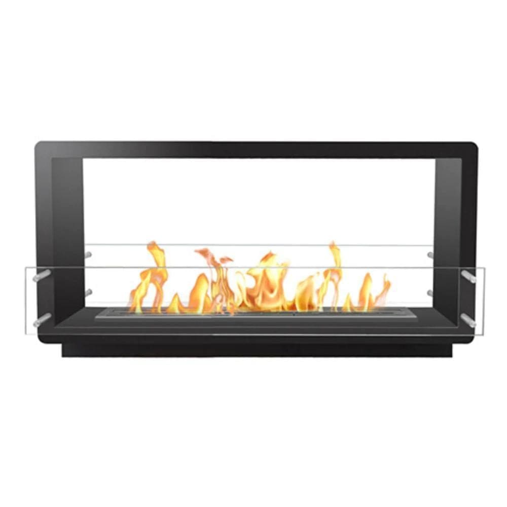 The Bio Flame XL Smart Firebox DS 53-Inch See-Thru Ethanol Fireplace - A black fireplace on a white background