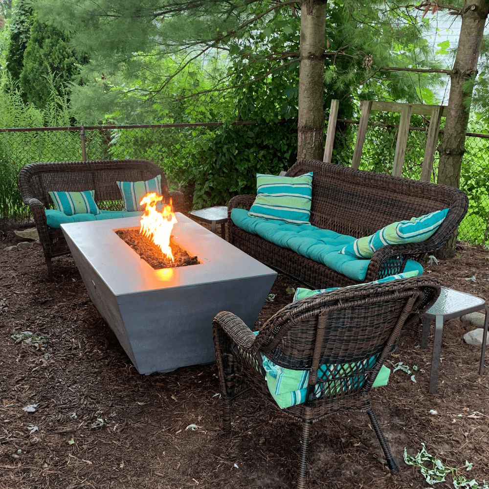 Outdoor Plus Angelus 60-Inch Rectangular GFRC Gas Fire Pit Table - Flame Sense