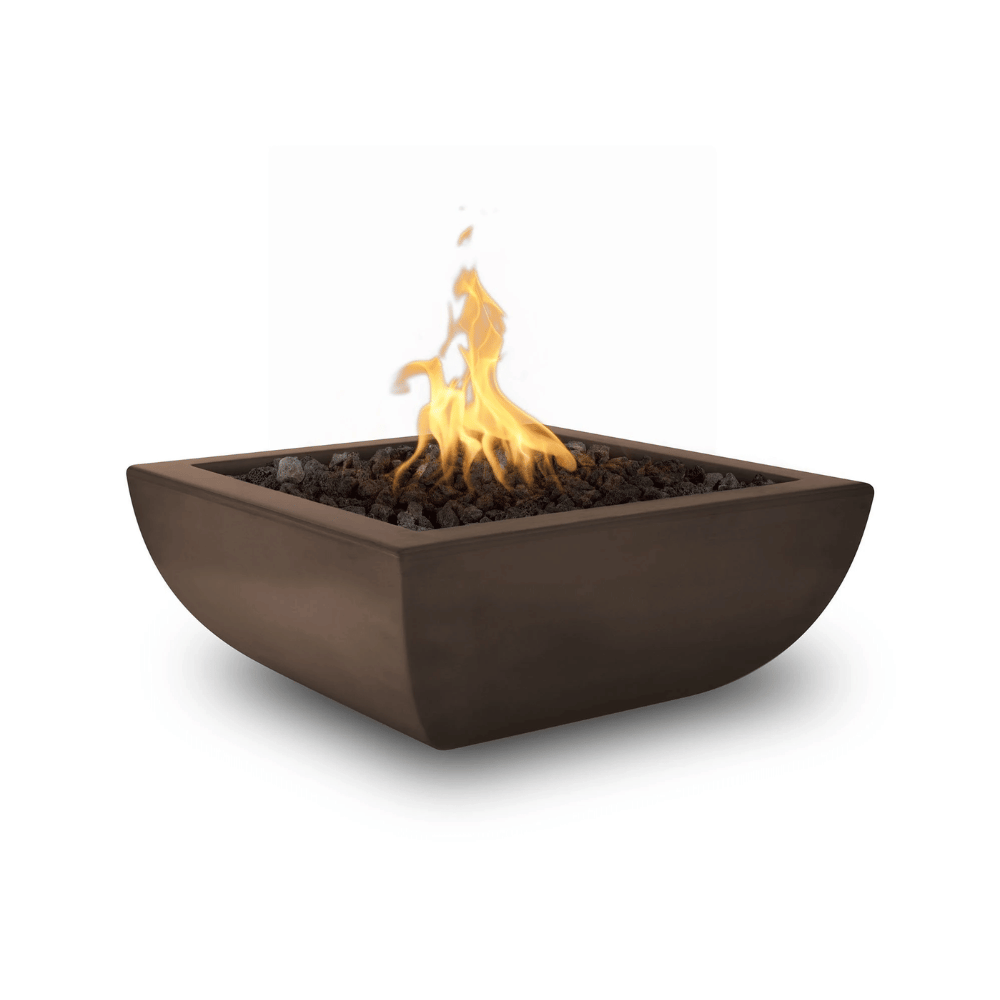 Outdoor Plus Avalon 24-Inch Square Concrete Gas Fire Bowl - Match Lit