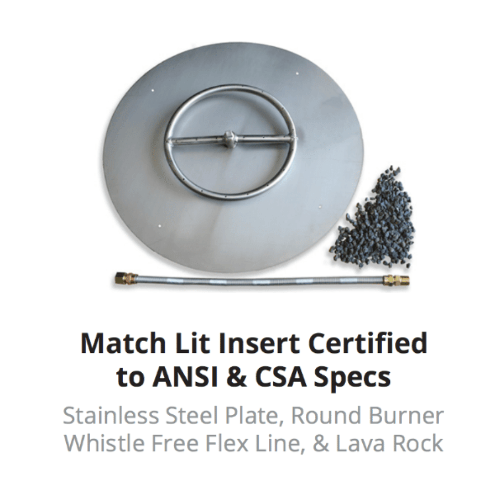 Outdoor Plus Beverly Round Stainless Steel Gas Fire Pit - Match Lit