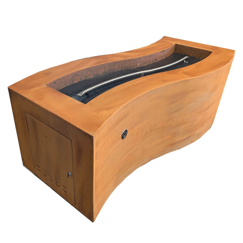 Outdoor Plus Billow Rectangular Steel Gas Fire Pit Table - Flame Sense