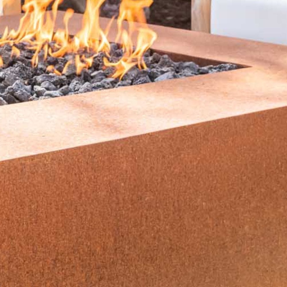 Outdoor Plus Cabo Linear Corten Steel Gas Fire Pit Table
