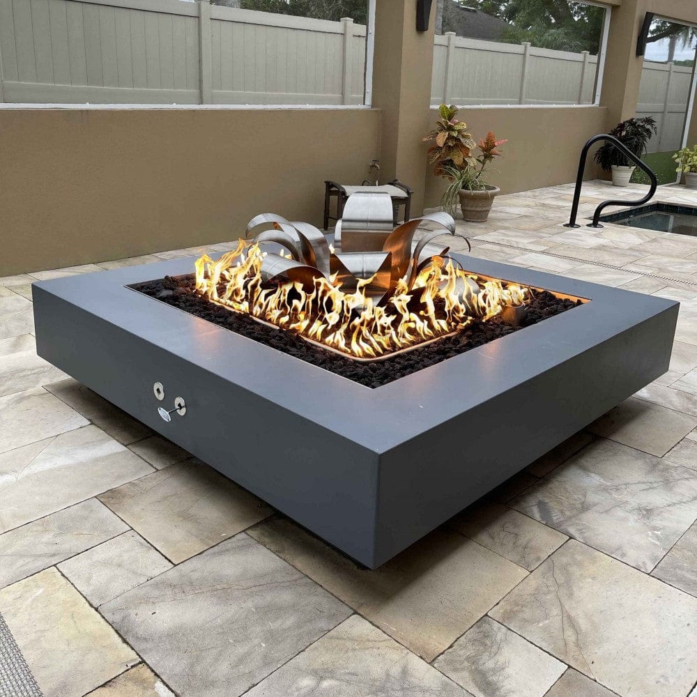 Outdoor Plus Cabo Square GFRC Gas Fire Pit Table - Flame Sense