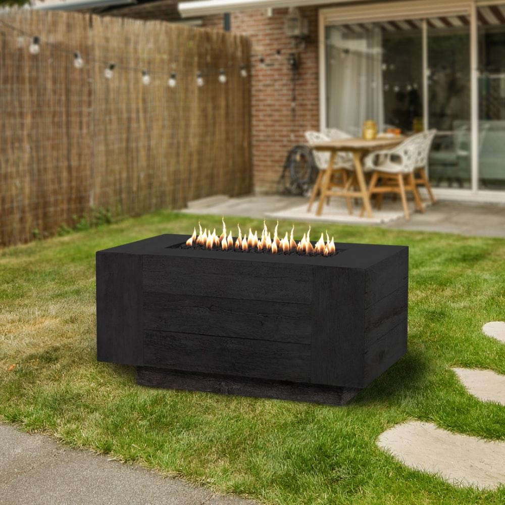 Outdoor Plus Catalina Rectangular GFRC Gas Fire Pit - Match Lit