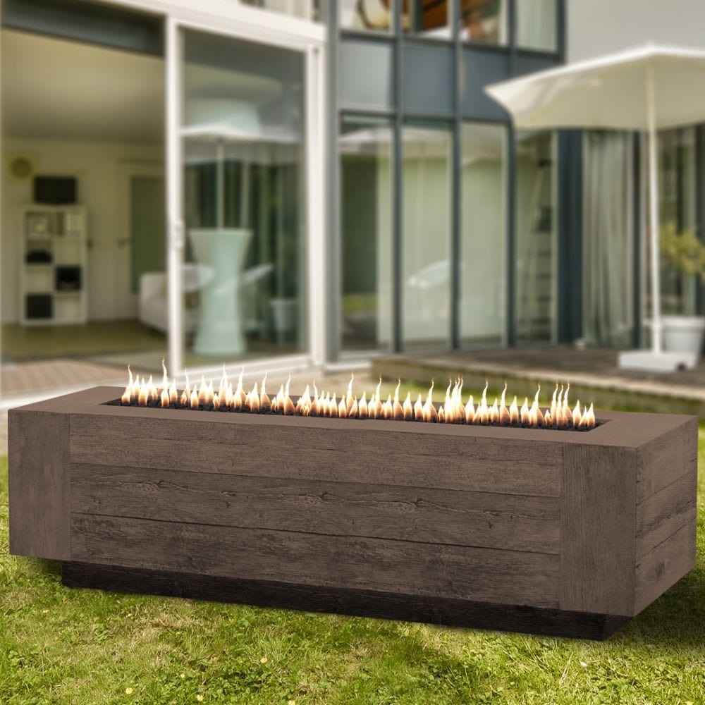 Outdoor Plus Catalina Rectangular GFRC Gas Fire Pit - Match Lit