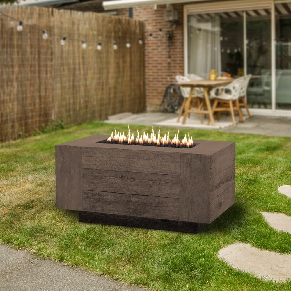 Outdoor Plus Catalina Rectangular GFRC Gas Fire Pit - Match Lit